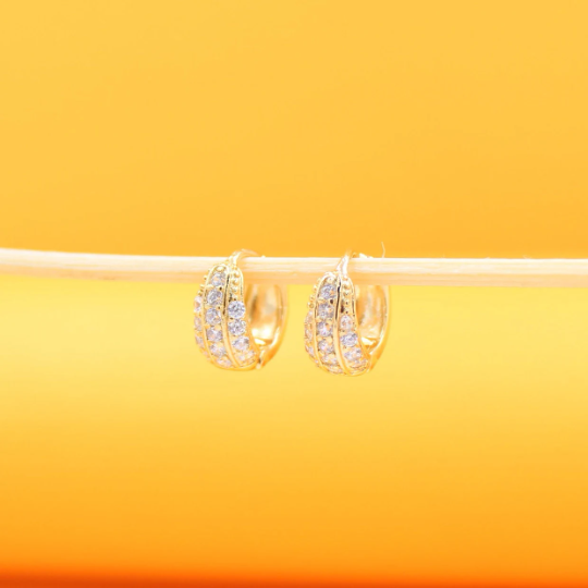18K Gold Filled CZ Hoop Earrings (J179)