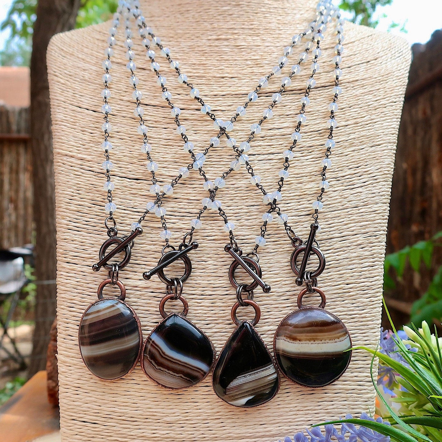 Banded Onyx Talisman Necklace| Handmade by Blackbird & Sage