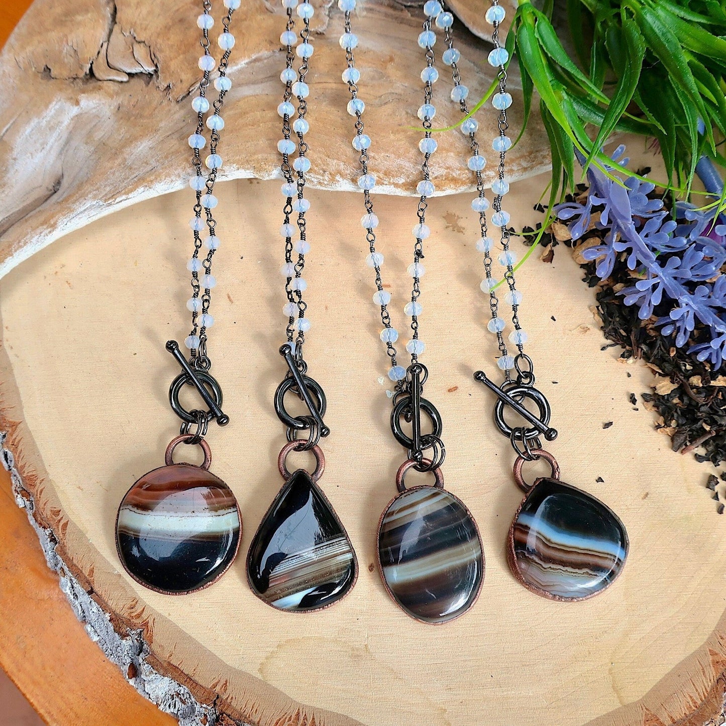 Banded Onyx Talisman Necklace| Handmade by Blackbird & Sage