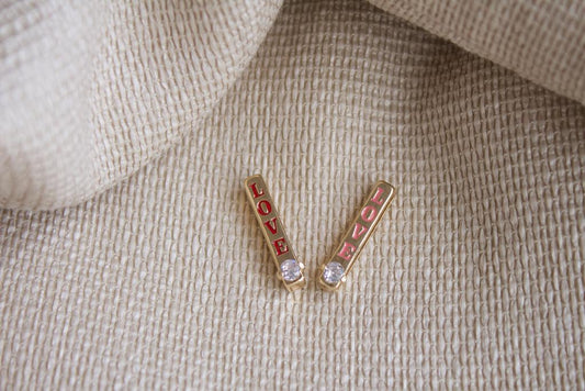 Enamel Love Hollow Block Pendant Charm