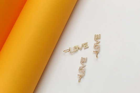 Gold Love Pendant With Zirconia Stones For 18K Gold Filled (A265)