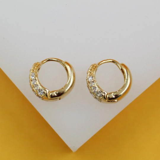 18K Gold Filled CZ Hoop Earrings (J179)
