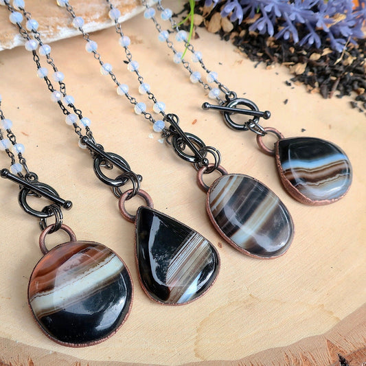 Banded Onyx Talisman Necklace| Handmade by Blackbird & Sage